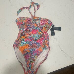 Ralph Lauren Pink and Orange One Piece Swimsuit Vibrant Design